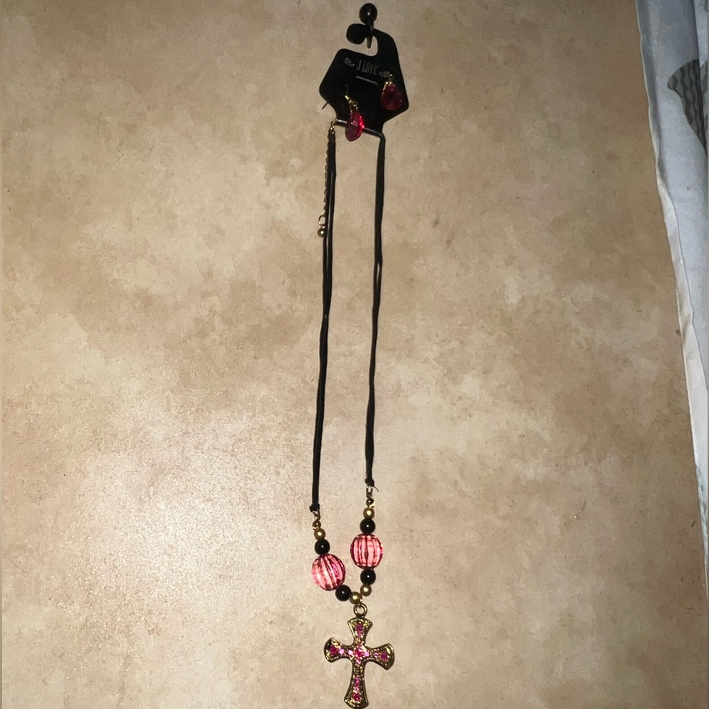 Jlove cross necklace and earrings